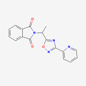 molecular formula C17H12N4O3 B5579475 2-{1-[3-(2-pyridinyl)-1,2,4-oxadiazol-5-yl]ethyl}-1H-isoindole-1,3(2H)-dione 