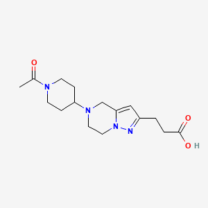 molecular formula C16H24N4O3 B5579516 3-[5-(1-acetyl-4-piperidinyl)-4,5,6,7-tetrahydropyrazolo[1,5-a]pyrazin-2-yl]propanoic acid 