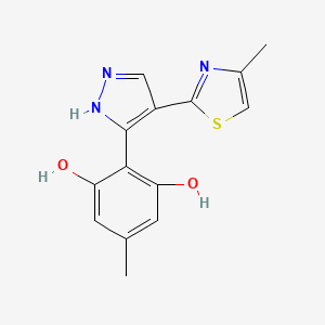 molecular formula C14H13N3O2S B5579524 5-methyl-2-[4-(4-methyl-1,3-thiazol-2-yl)-1H-pyrazol-3-yl]-1,3-benzenediol 