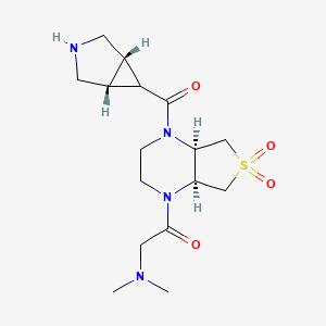 molecular formula C16H26N4O4S B5579587 {2-[rel-(4aR,7aS)-4-[rel-(1R,5S,6r)-3-azabicyclo[3.1.0]hex-6-ylcarbonyl]-6,6-dioxidohexahydrothieno[3,4-b]pyrazin-1(2H)-yl]-2-oxoethyl}dimethylamine dihydrochloride 
