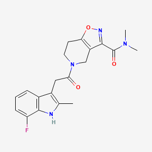 molecular formula C20H21FN4O3 B5579677 5-[(7-fluoro-2-methyl-1H-indol-3-yl)acetyl]-N,N-dimethyl-4,5,6,7-tetrahydroisoxazolo[4,5-c]pyridine-3-carboxamide 