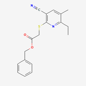molecular formula C18H18N2O2S B5579683 benzyl [(3-cyano-6-ethyl-5-methyl-2-pyridinyl)thio]acetate 