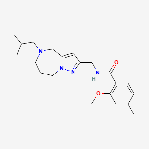 molecular formula C21H30N4O2 B5579687 N-[(5-isobutyl-5,6,7,8-tetrahydro-4H-pyrazolo[1,5-a][1,4]diazepin-2-yl)methyl]-2-methoxy-4-methylbenzamide 