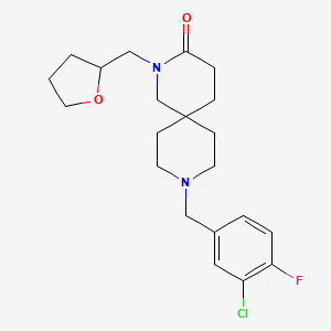 molecular formula C21H28ClFN2O2 B5579703 9-(3-chloro-4-fluorobenzyl)-2-(tetrahydrofuran-2-ylmethyl)-2,9-diazaspiro[5.5]undecan-3-one 