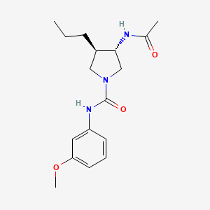 molecular formula C17H25N3O3 B5579723 (3S*,4R*)-3-(acetylamino)-N-(3-methoxyphenyl)-4-propyl-1-pyrrolidinecarboxamide 