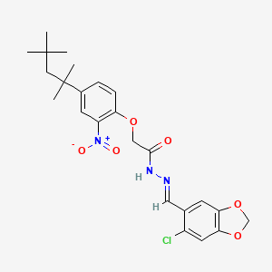 molecular formula C24H28ClN3O6 B5579725 N'-[(6-chloro-1,3-benzodioxol-5-yl)methylene]-2-[2-nitro-4-(1,1,3,3-tetramethylbutyl)phenoxy]acetohydrazide 