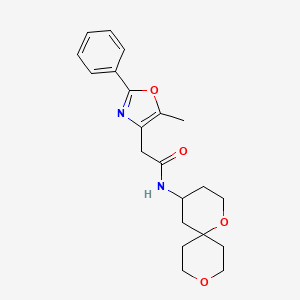 molecular formula C21H26N2O4 B5579729 N-1,9-dioxaspiro[5.5]undec-4-yl-2-(5-methyl-2-phenyl-1,3-oxazol-4-yl)acetamide 