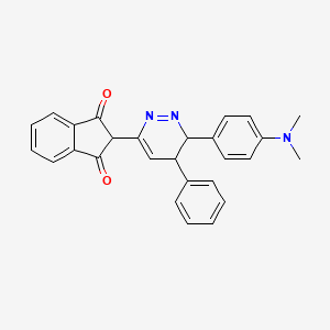 molecular formula C27H23N3O2 B5579762 2-{6-[4-(dimethylamino)phenyl]-5-phenyl-5,6-dihydro-3-pyridazinyl}-1H-indene-1,3(2H)-dione 