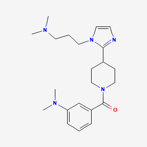 molecular formula C22H33N5O B5579804 3-[(4-{1-[3-(二甲氨基)丙基]-1H-咪唑-2-基}哌啶-1-基)羰基]-N,N-二甲基苯胺 