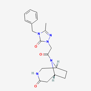 molecular formula C19H23N5O3 B5579808 (1S*,6R*)-9-[(4-benzyl-3-methyl-5-oxo-4,5-dihydro-1H-1,2,4-triazol-1-yl)acetyl]-3,9-diazabicyclo[4.2.1]nonan-4-one 