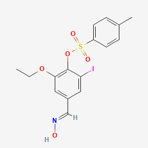 molecular formula C16H16INO5S B5579847 2-乙氧基-4-[(羟亚氨基)甲基]-6-碘苯基-4-甲基苯磺酸酯 