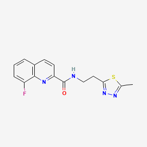 molecular formula C15H13FN4OS B5579861 8-氟-N-[2-(5-甲基-1,3,4-噻二唑-2-基)乙基]-2-喹啉甲酰胺 