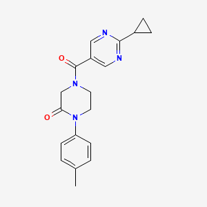 molecular formula C19H20N4O2 B5579878 4-[(2-cyclopropyl-5-pyrimidinyl)carbonyl]-1-(4-methylphenyl)-2-piperazinone 