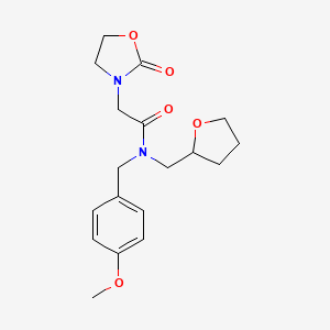 molecular formula C18H24N2O5 B5579884 N-(4-methoxybenzyl)-2-(2-oxo-1,3-oxazolidin-3-yl)-N-(tetrahydrofuran-2-ylmethyl)acetamide 