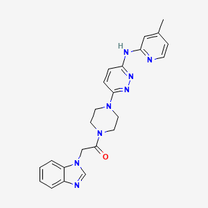 molecular formula C23H24N8O B5579905 6-[4-(1H-benzimidazol-1-ylacetyl)-1-piperazinyl]-N-(4-methyl-2-pyridinyl)-3-pyridazinamine 