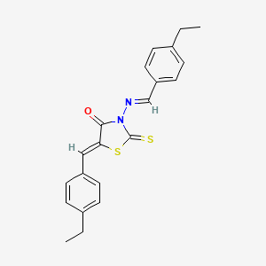 molecular formula C21H20N2OS2 B5580115 5-(4-乙基亚苄基)-3-[(4-乙基亚苄基)氨基]-2-硫代-1,3-噻唑烷-4-酮 