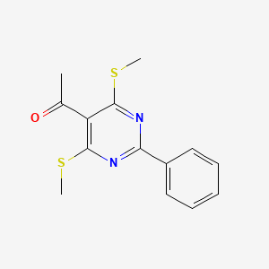 molecular formula C14H14N2OS2 B5580144 1-[4,6-双(甲硫基)-2-苯基-5-嘧啶基]乙酮 