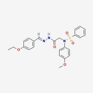 molecular formula C24H25N3O5S B5580178 N-{2-[2-(4-ethoxybenzylidene)hydrazino]-2-oxoethyl}-N-(4-methoxyphenyl)benzenesulfonamide 