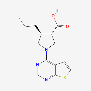 molecular formula C14H17N3O2S B5580220 (3S*,4S*)-4-丙基-1-噻吩并[2,3-d]嘧啶-4-基吡咯烷-3-羧酸 