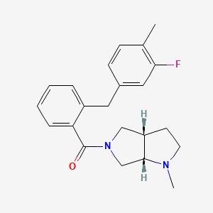 molecular formula C22H25FN2O B5580249 [(3aS,6aS)-1-methyl-2,3,3a,4,6,6a-hexahydropyrrolo[2,3-c]pyrrol-5-yl]-[2-[(3-fluoro-4-methylphenyl)methyl]phenyl]methanone 