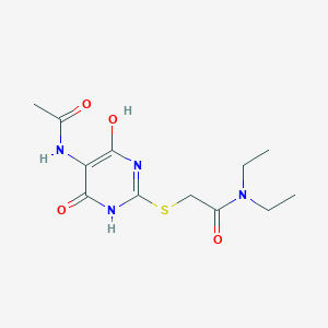 molecular formula C12H18N4O4S B5580257 2-{[5-(acetylamino)-4,6-dihydroxy-2-pyrimidinyl]thio}-N,N-diethylacetamide 