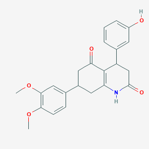 molecular formula C23H23NO5 B5580385 7-(3,4-dimethoxyphenyl)-4-(3-hydroxyphenyl)-4,6,7,8-tetrahydro-2,5(1H,3H)-quinolinedione 