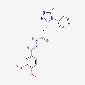 molecular formula C20H21N5O3S B5580516 N'-(3,4-dimethoxybenzylidene)-2-[(5-methyl-4-phenyl-4H-1,2,4-triazol-3-yl)thio]acetohydrazide 