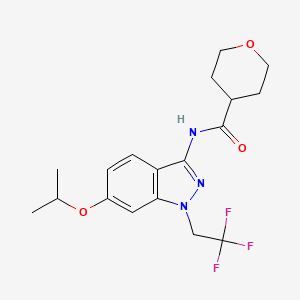 N-[6-isopropoxy-1-(2,2,2-trifluoroethyl)-1H-indazol-3-yl]tetrahydro-2H-pyran-4-carboxamide