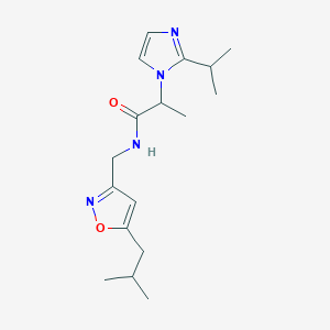 molecular formula C17H26N4O2 B5580554 N-[(5-isobutyl-3-isoxazolyl)methyl]-2-(2-isopropyl-1H-imidazol-1-yl)propanamide 