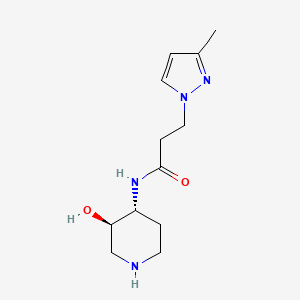 molecular formula C12H20N4O2 B5580556 N-[rel-(3R,4R)-3-hydroxy-4-piperidinyl]-3-(3-methyl-1H-pyrazol-1-yl)propanamide hydrochloride 