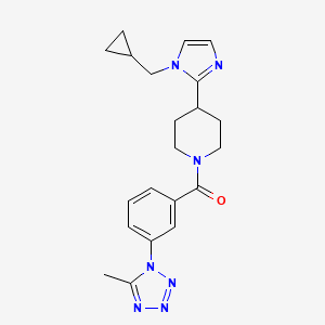 molecular formula C21H25N7O B5580557 4-[1-(cyclopropylmethyl)-1H-imidazol-2-yl]-1-[3-(5-methyl-1H-tetrazol-1-yl)benzoyl]piperidine 