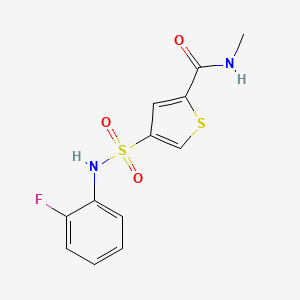 molecular formula C12H11FN2O3S2 B5580561 4-{[(2-氟苯基)氨基]磺酰基}-N-甲基-2-噻吩甲酰胺 