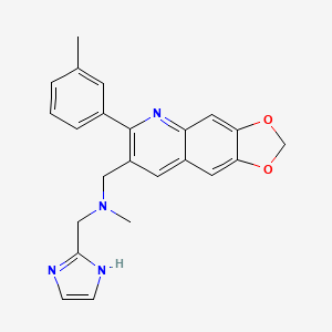 molecular formula C23H22N4O2 B5580584 (1H-咪唑-2-基甲基)甲基{[6-(3-甲基苯基)[1,3]二氧杂[4,5-g]喹啉-7-基]甲基}胺 