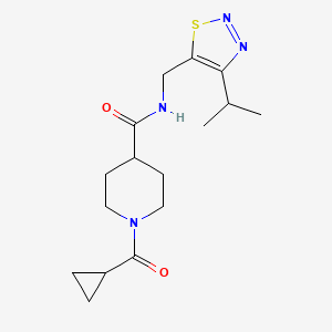 molecular formula C16H24N4O2S B5580610 1-(cyclopropylcarbonyl)-N-[(4-isopropyl-1,2,3-thiadiazol-5-yl)methyl]-4-piperidinecarboxamide 