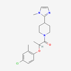 molecular formula C19H24ClN3O2 B5580615 1-[2-(4-chloro-2-methylphenoxy)propanoyl]-4-(1-methyl-1H-imidazol-2-yl)piperidine 