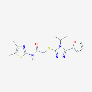 molecular formula C16H19N5O2S2 B5580659 N-(4,5-二甲基-1,3-噻唑-2-基)-2-{[5-(2-呋喃基)-4-异丙基-4H-1,2,4-三唑-3-基]硫代}乙酰胺 