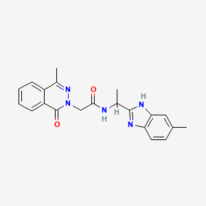 molecular formula C21H21N5O2 B5580663 N-[1-(5-甲基-1H-苯并咪唑-2-基)乙基]-2-(4-甲基-1-氧代-2(1H)-酞嗪基)乙酰胺 