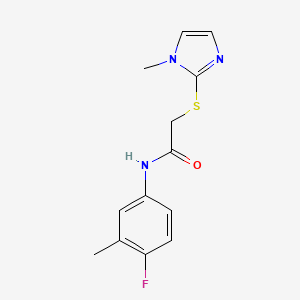 molecular formula C13H14FN3OS B5580666 N-(4-fluoro-3-methylphenyl)-2-[(1-methyl-1H-imidazol-2-yl)thio]acetamide 