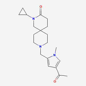 molecular formula C20H29N3O2 B5580690 9-[(4-acetyl-1-methyl-1H-pyrrol-2-yl)methyl]-2-cyclopropyl-2,9-diazaspiro[5.5]undecan-3-one 