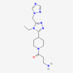 molecular formula C15H24N8O B5580766 (3-{4-[4-ethyl-5-(1H-1,2,4-triazol-1-ylmethyl)-4H-1,2,4-triazol-3-yl]-1-piperidinyl}-3-oxopropyl)amine hydrochloride 