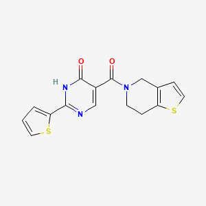 molecular formula C16H13N3O2S2 B5580769 5-(6,7-dihydrothieno[3,2-c]pyridin-5(4H)-ylcarbonyl)-2-(2-thienyl)pyrimidin-4-ol 