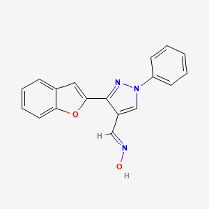 molecular formula C18H13N3O2 B5580789 3-(1-benzofuran-2-yl)-1-phenyl-1H-pyrazole-4-carbaldehyde oxime 