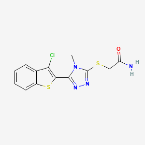 molecular formula C13H11ClN4OS2 B5580831 2-{[5-(3-chloro-1-benzothien-2-yl)-4-methyl-4H-1,2,4-triazol-3-yl]thio}acetamide 