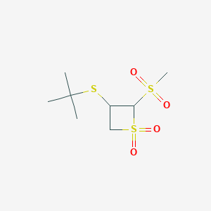 molecular formula C8H16O4S3 B5580842 3-(tert-butylthio)-1,1-dioxido-2-thietanyl methyl sulfone 