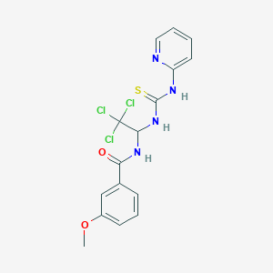 molecular formula C16H15Cl3N4O2S B5580857 3-methoxy-N-(2,2,2-trichloro-1-{[(2-pyridinylamino)carbonothioyl]amino}ethyl)benzamide 