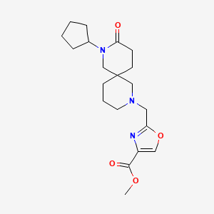 molecular formula C20H29N3O4 B5580868 2-[(8-环戊基-9-氧代-2,8-二氮杂螺[5.5]十一烷-2-基)甲基]-1,3-恶唑-4-羧酸甲酯 