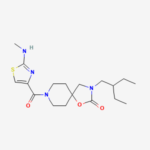 molecular formula C18H28N4O3S B5580873 3-(2-ethylbutyl)-8-{[2-(methylamino)-1,3-thiazol-4-yl]carbonyl}-1-oxa-3,8-diazaspiro[4.5]decan-2-one 