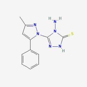 molecular formula C12H12N6S B5580942 4-amino-5-(3-methyl-5-phenyl-1H-pyrazol-1-yl)-4H-1,2,4-triazole-3-thiol 