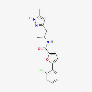 molecular formula C18H18ClN3O2 B5581051 5-(2-chlorophenyl)-N-[1-methyl-2-(3-methyl-1H-pyrazol-5-yl)ethyl]-2-furamide 