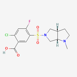 molecular formula C14H16ClFN2O4S B5581054 2-chloro-4-fluoro-5-{[(3aS,6aS)-1-methylhexahydropyrrolo[3,4-b]pyrrol-5(1H)-yl]sulfonyl}benzoic acid 